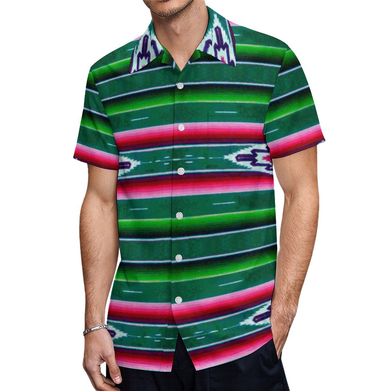 Mexican Sarape Pattern Hawaiian Shirt Mens Button Down Plus Size Tropical Hawaii Beach Shirts