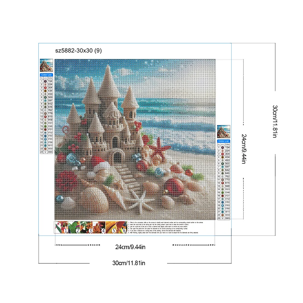 Diamond Painting - Full Round Drill - Beach Castle(Canvas|30*30cm)