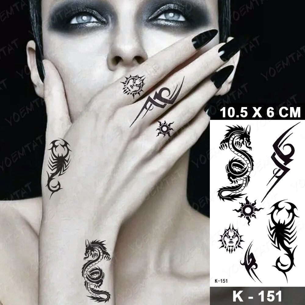 Waterproof Temporary Tattoo Sticker Dark Dragon Flash Tatoo Maori Tribal Totem Arm Wrist Fake Tatto For Body Art Women Men