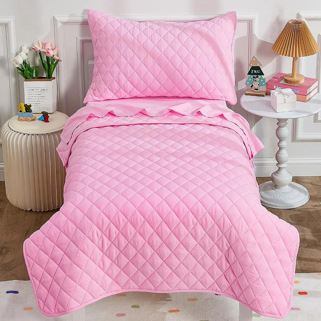 Toddler Bedding Set for Girls and Boys, Premium 4 Pieces Kids Bed in a Bag, Toddler Bed Sheet Set, Beige Toddler Bed Set, Super Soft and Comfortable for Toddler