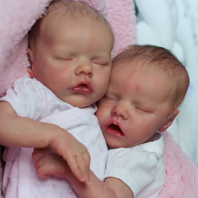 [Heartbeat💖 & Sound🔊] 17" Sweet Sleeping Dreams Reborn Newborn Twins Sisters Widay and Uliba Truly Baby Toy,Birthday Gift Rebornartdoll® RSAW-Rebornartdoll®