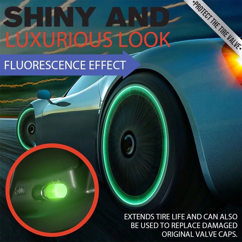 Universal Fluorescent Car Tire Valve Caps 8pcs