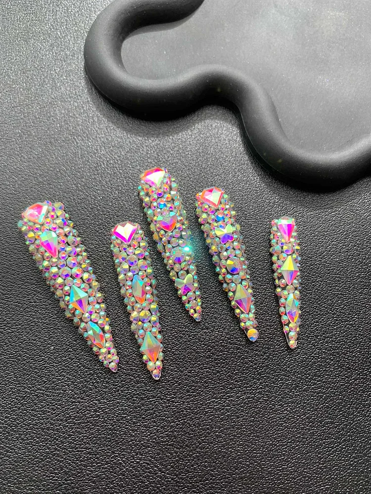 Full Diamond Long Stiletto nails -CG02