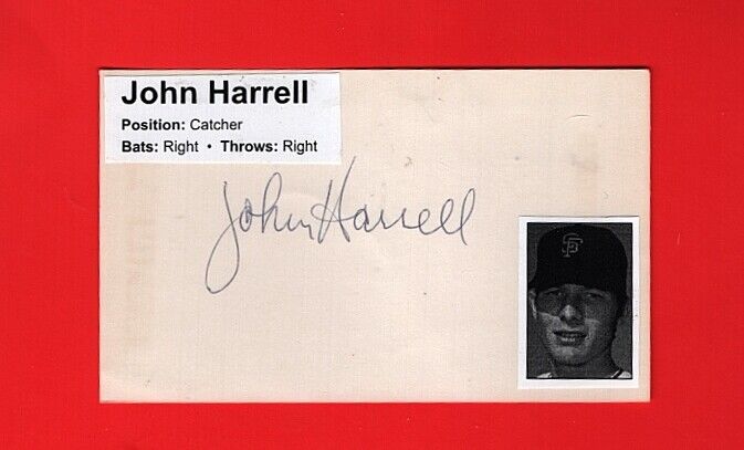 1969 JOHN HARRELL-SAN FRANCISCO GIANTS AUTOGRAPHED 3x5 INDEX CARD W/Photo Poster painting