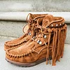 Women's Retro Fringe Moccasin Warm Leather Boots