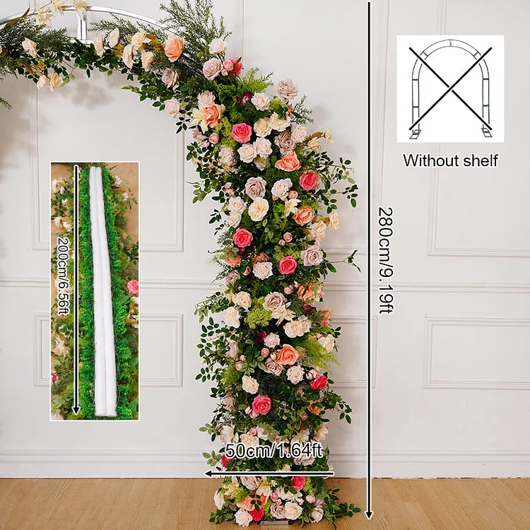 A8684 Colorful Rose Greenery Floral Arrangement Wedding Arch Decor
