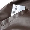 Men's Faux Leather Bomber Jacket Casual Slim Fit Zip Up Biker Coat Outerwear by Inlyline
