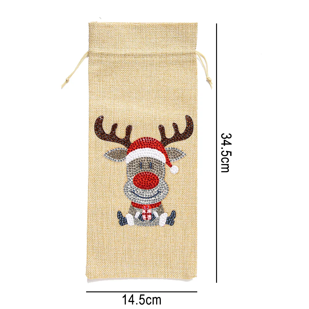 DIY Diamond Painting Xmas Wine Bottle Bag - Elk