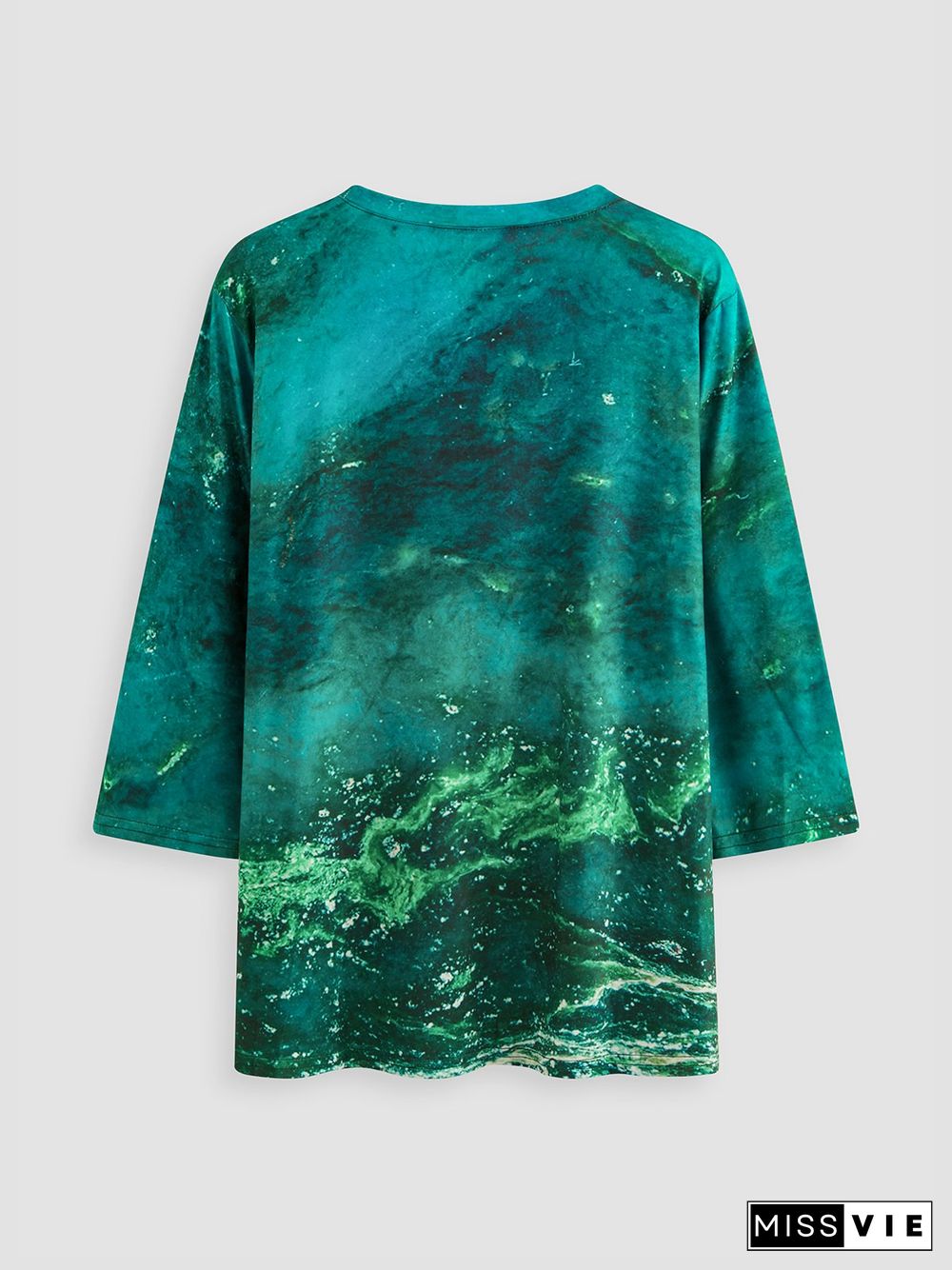 Printed Long Sleeve Crew Neck Casual T-shirt
