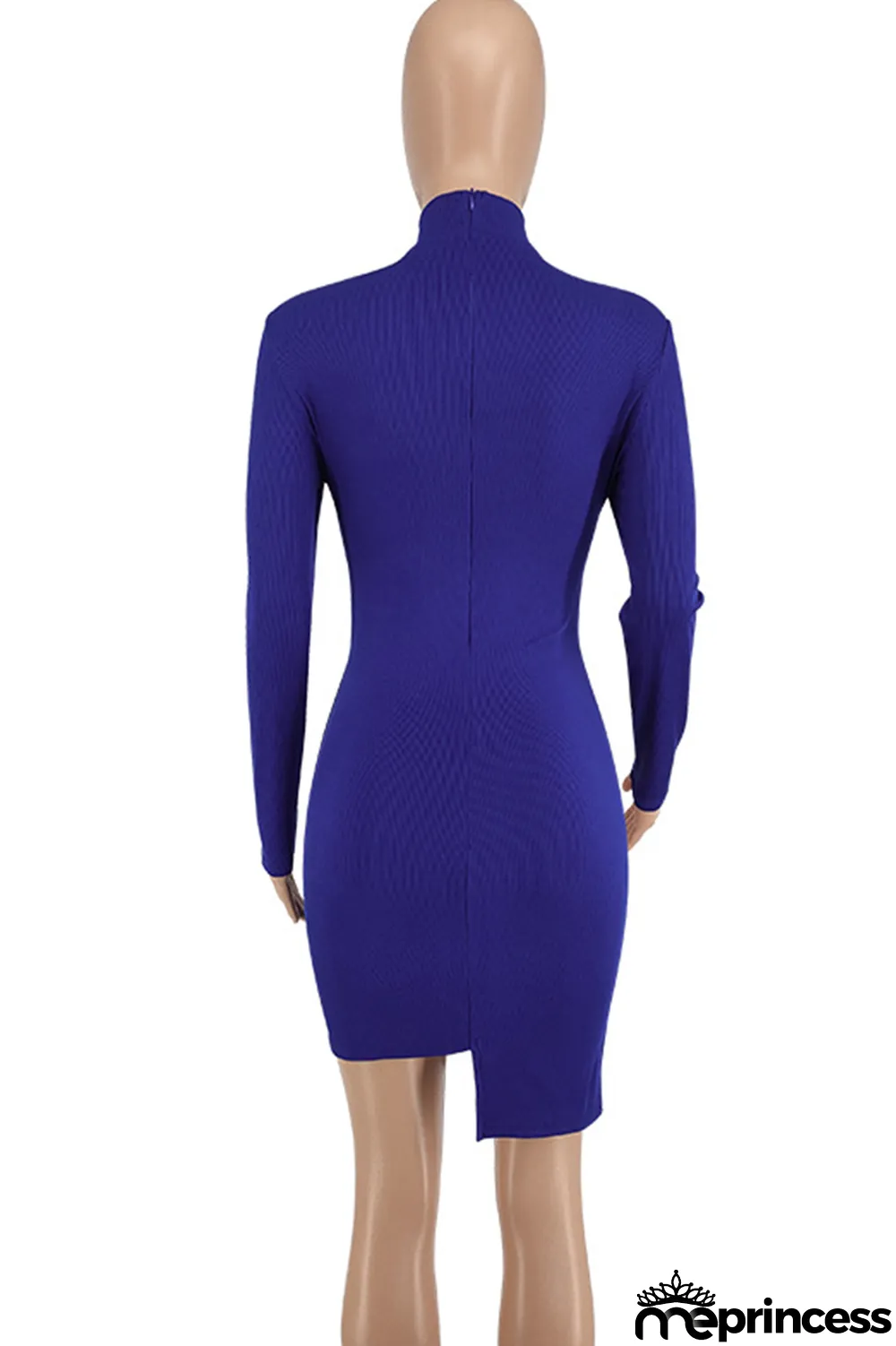 Red Fashion Sexy Patchwork Hollowed Out Asymmetrical O Neck Long Sleeve Dresses