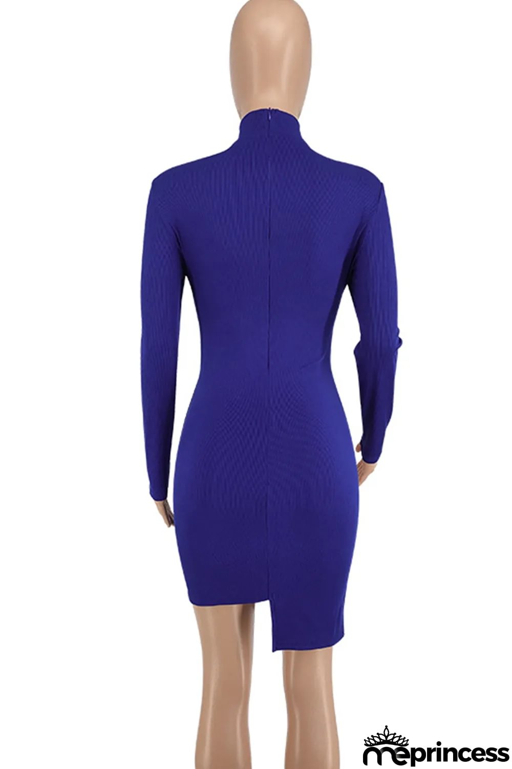 Red Fashion Sexy Patchwork Hollowed Out Asymmetrical O Neck Long Sleeve Dresses