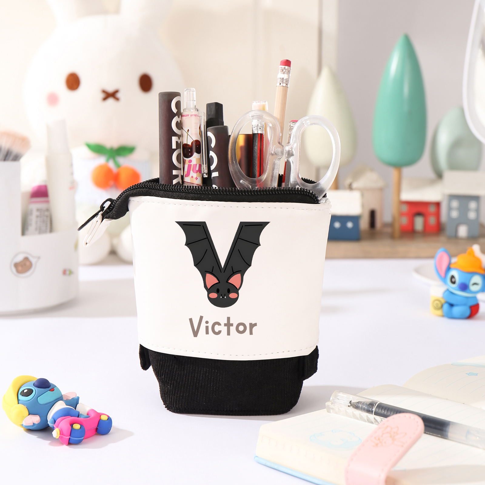 Personalised Pencil Case Custom Name & Letter Animals Pen Pouch Back To School Gift for Kids-Jessemade AU