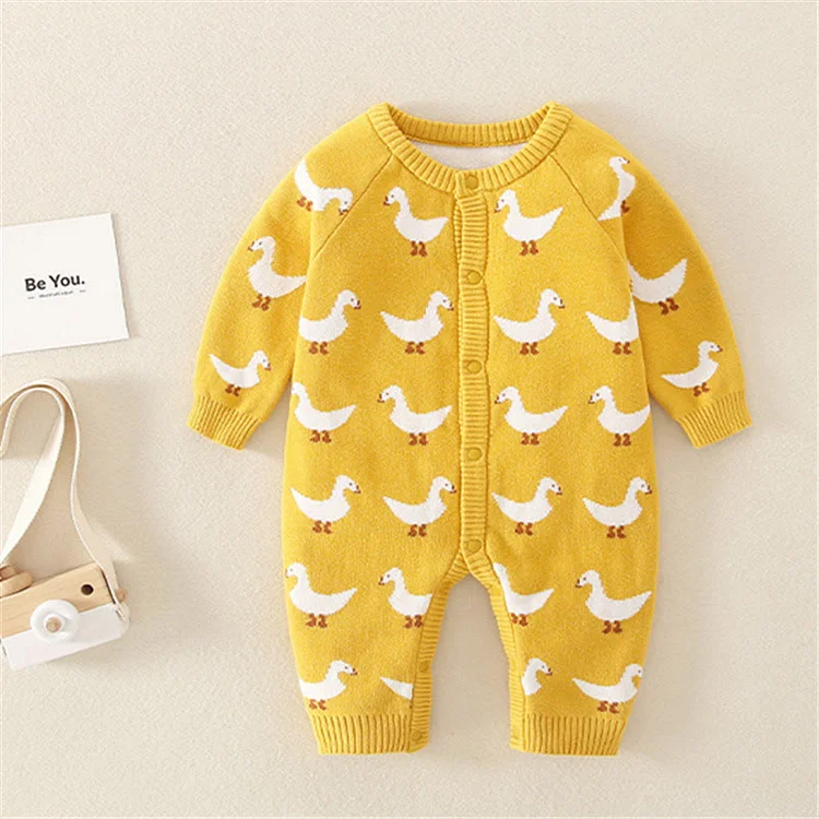  Baby Knitted Goose Yellow Romper
