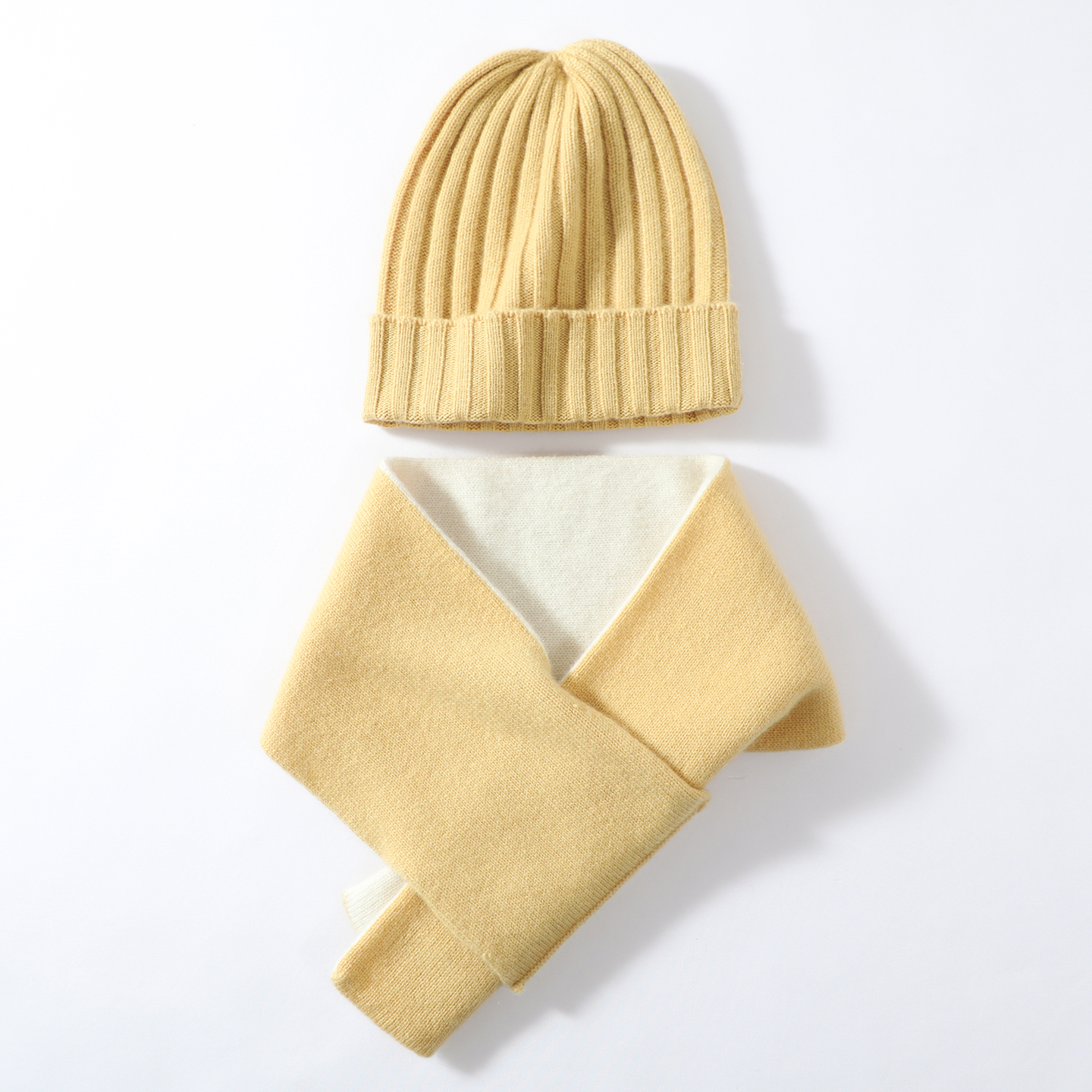 Kids' Cashmere Ribbed Knit Hat and Scarf Set REAL SILK LIFE