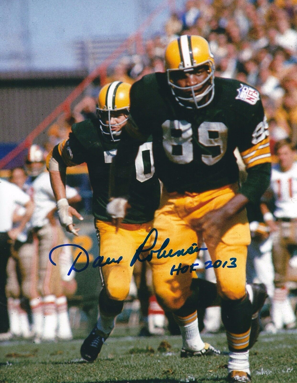 Signed 8x10 DAVE ROBINSON HOF Green Bay Packers Autographed Photo Poster painting W Show ticket