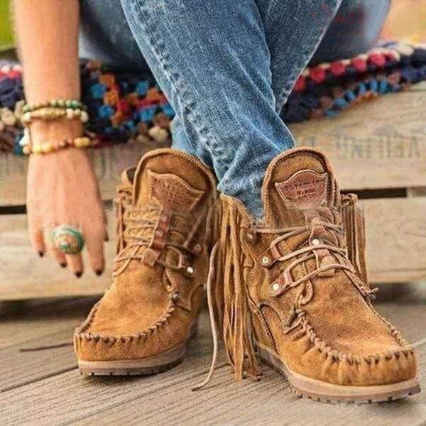 Fashion Lace Up Tassel Boots