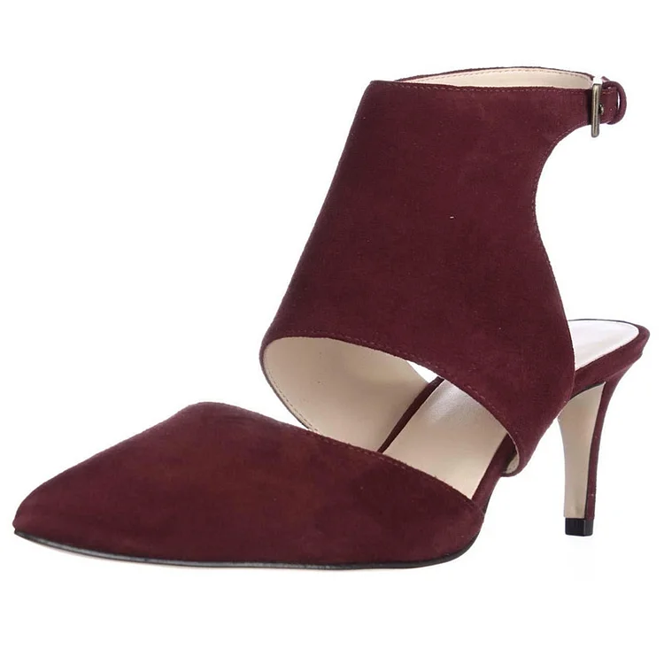 Maroon Suede Dress Slingback Sandals Vdcoo