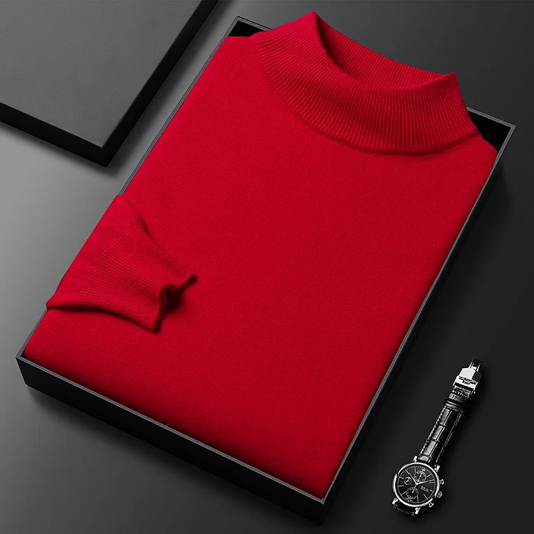 New Men's Solid Color Turtleneck Sweater