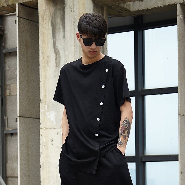 Dawfashion-Dark Loose Round Neck Short Sleeve Plus Size T-shirt-Yamamoto Diablo Clothing