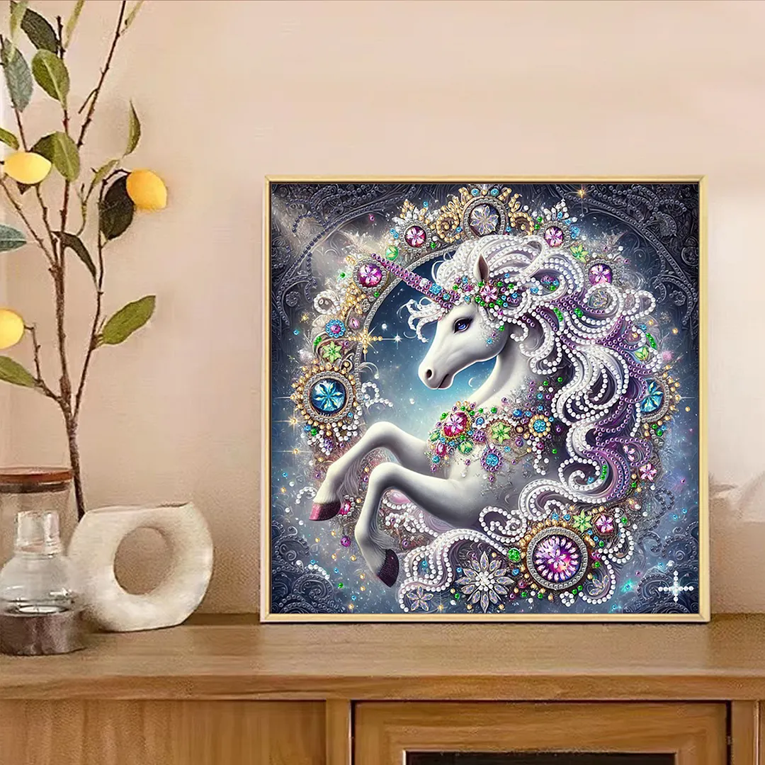 Cartoon Unicorn - Diamond Painting - Partial Special Shaped Drill(Canvas|30*30cm)