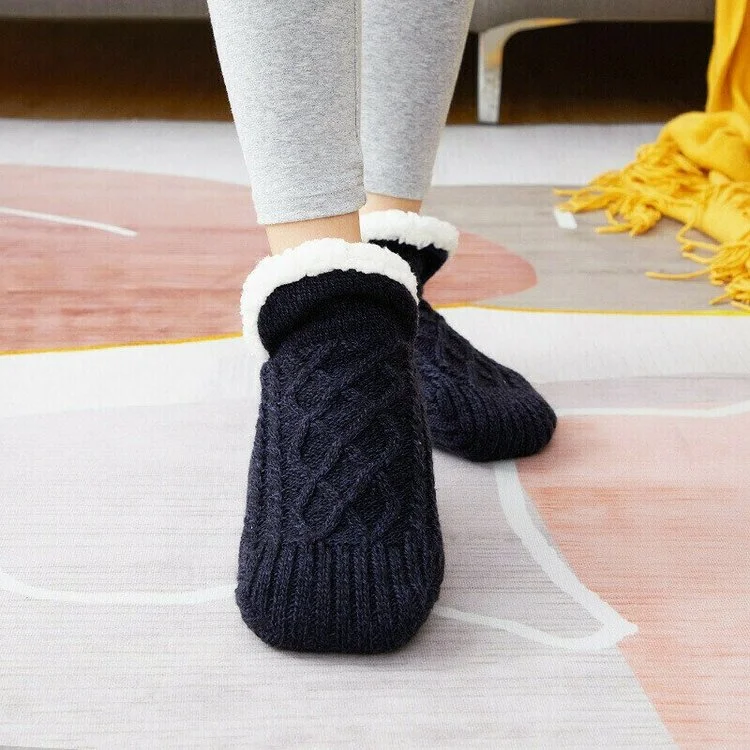 Woven And Velvet Indoor Socks Slippers