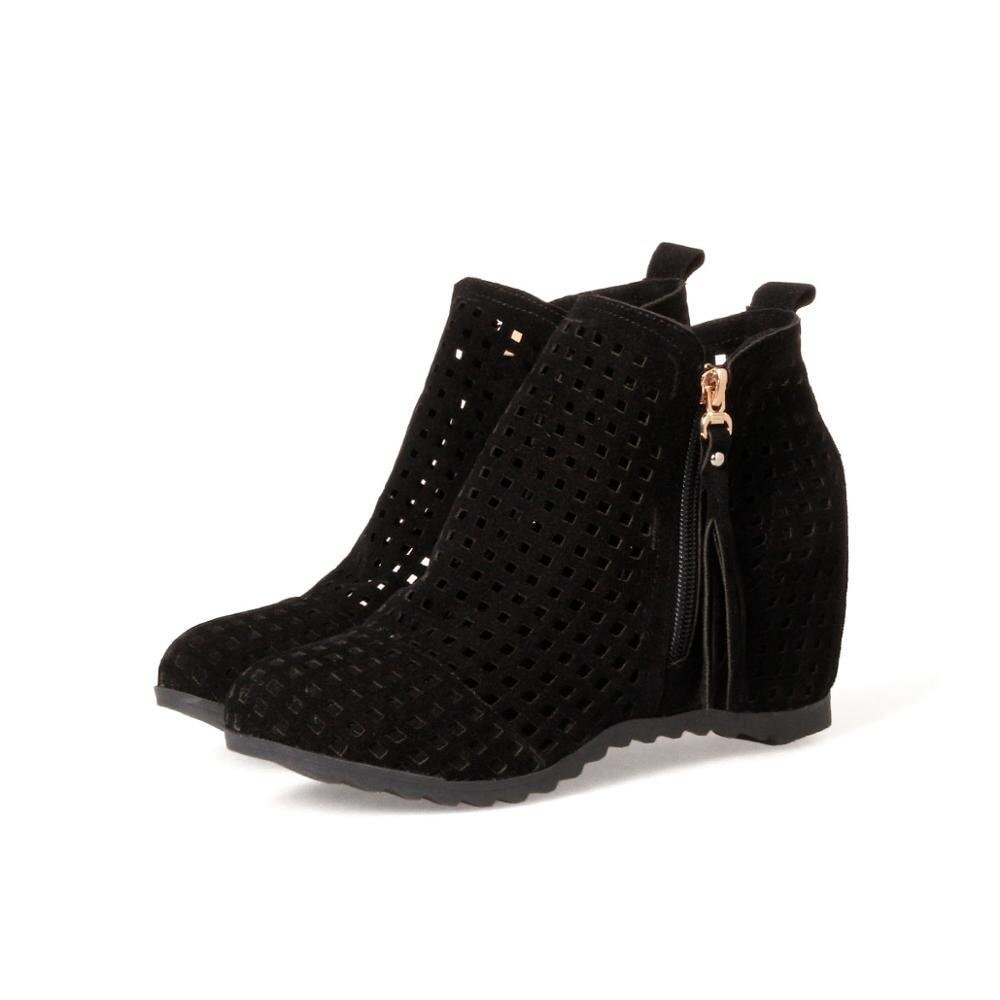 Yyvonne 2021 Women's Summer Boots High Heel Hidden Wedges Mesh Hollow Out Booties Ladies Dress Casual Flat Shoes Small Size 34