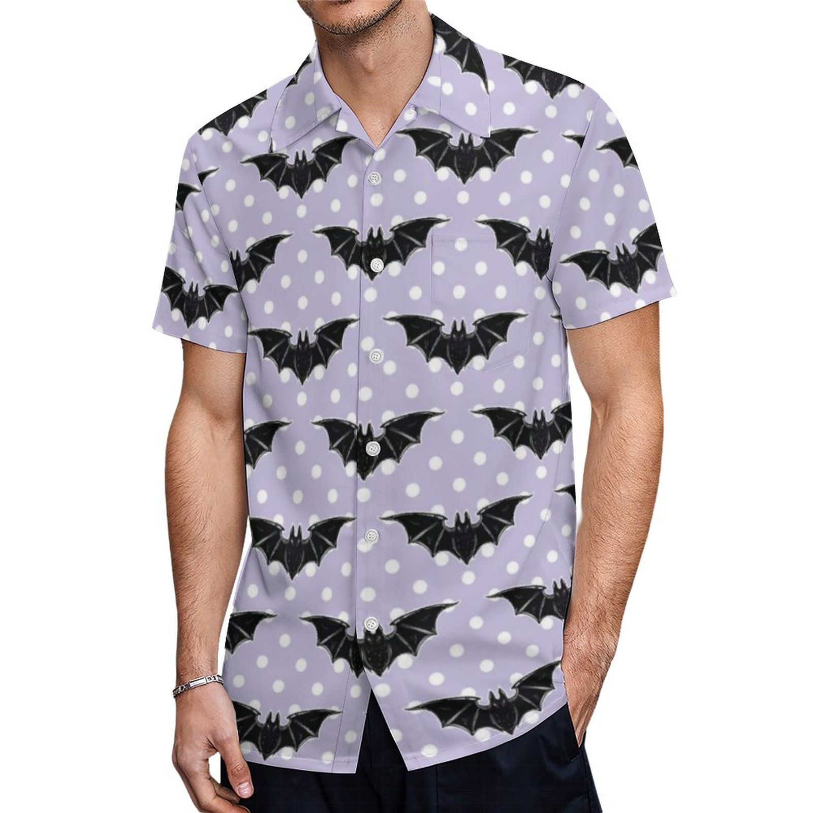 Pastel Goth Spooky Cute Bats Kawaii Hawaiian Shirt Mens Button Down Plus Size Tropical Hawaii Beach Shirts