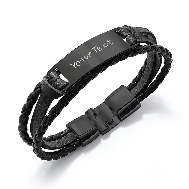 Personalized Mens Leather Engraved Bracelet