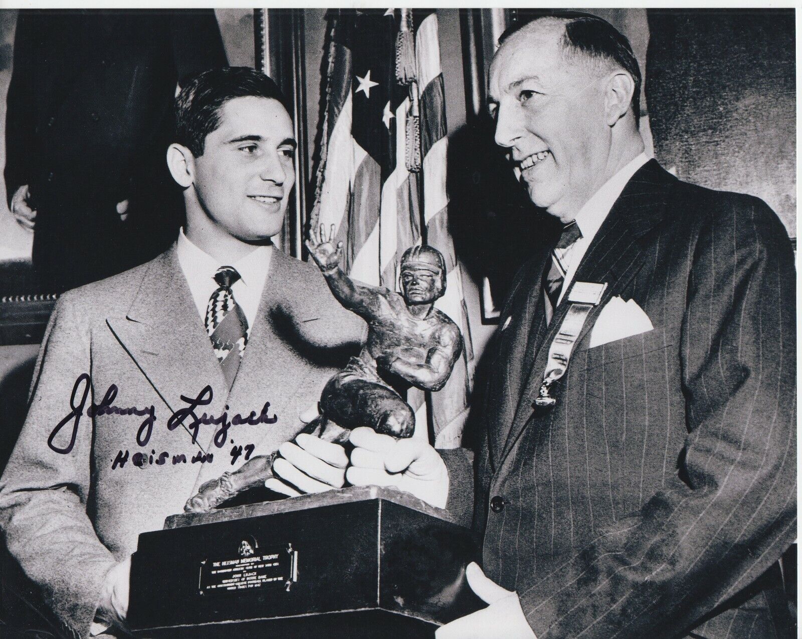 Johnny Lujack 47 Heisman #0 8x10 Signed Photo Poster painting w/ COA Notre Dame Fighting Irish -