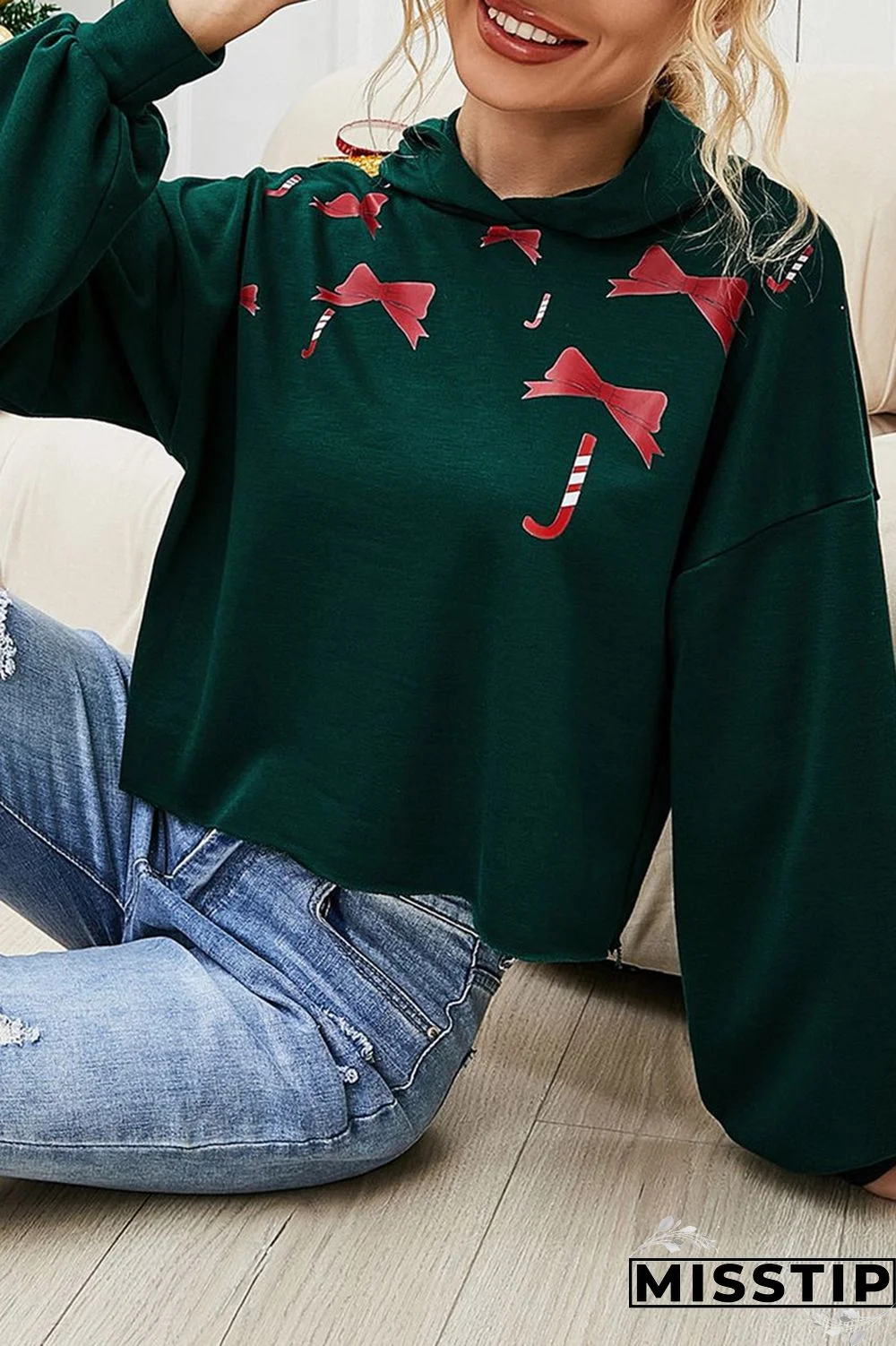 Green Fashion Casual Print Basic O Neck Tops