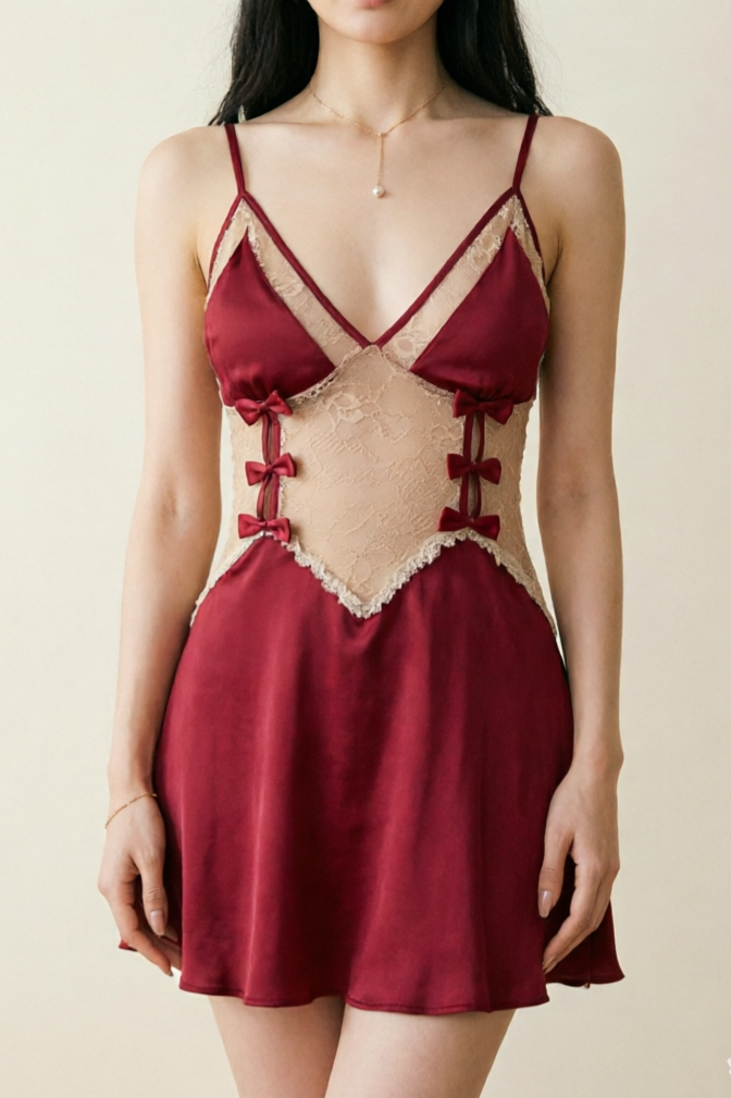 Lovingerie - Sweet Bow Lace See-through Slip Nightdress
