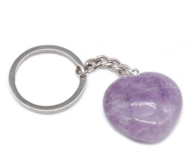 Minimalist Heart Shape Natural Stone Polishing Crystal Keychain