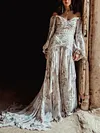 Gauze Floral Printed Bishop Sleeves Maxi Dress