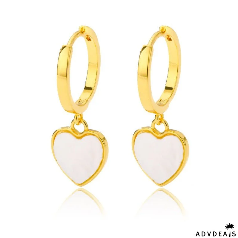 Heart-shaped Ear Clip Round Ring Earrings