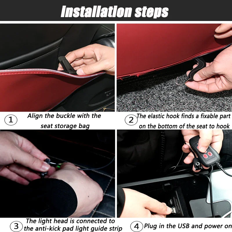 Seat Anti-Kick Pad Ambient Light Colorful Sound-Activated Light Protection Pad