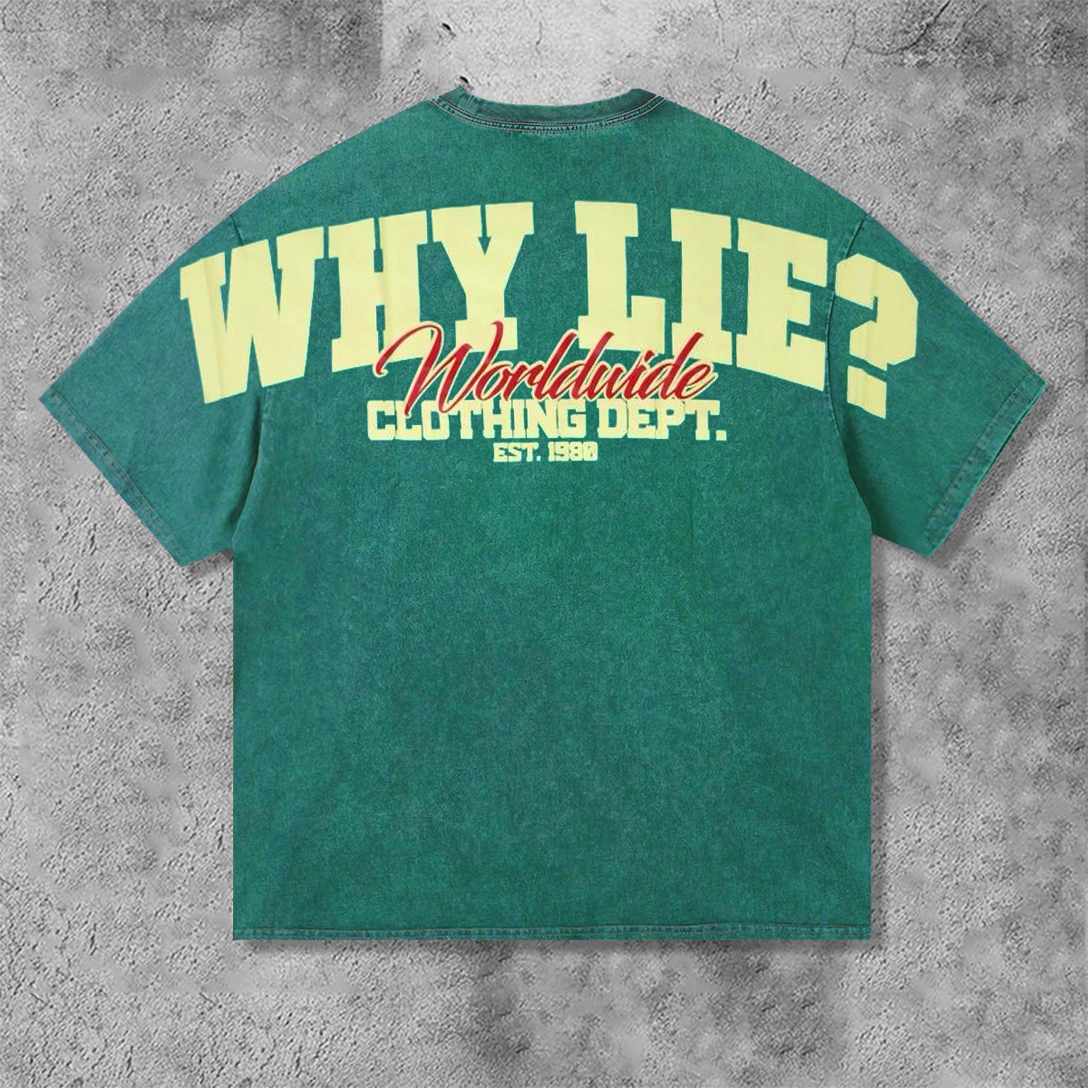 Vintage Why Lie Clothing Dept Graphic Distressed Acid Wash T-Shirt - SOPULA