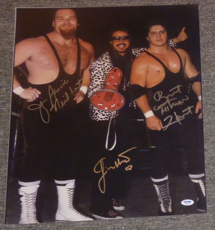 Jim Neidhart Jimmy Bret Hart Signed 16x20 Photo Poster painting PSA/DNA WWE Foundation Autograph