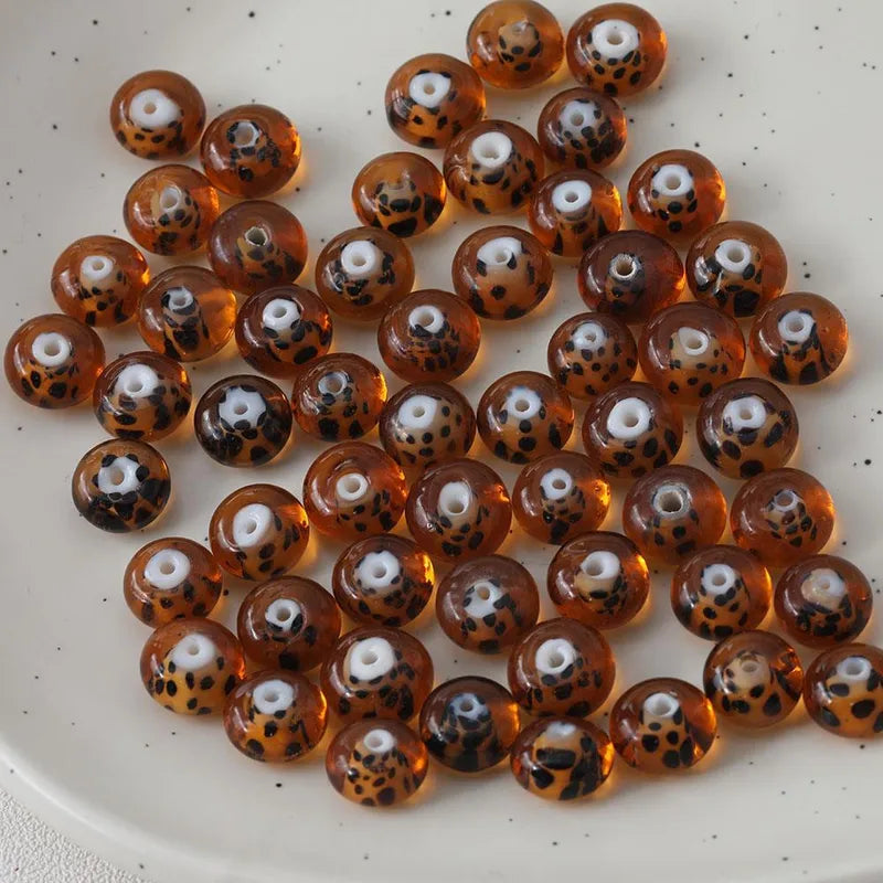 1 Piece 12.3*7.6mm Hole 1~1.9mm Glass Leopard Jewelry Accessories