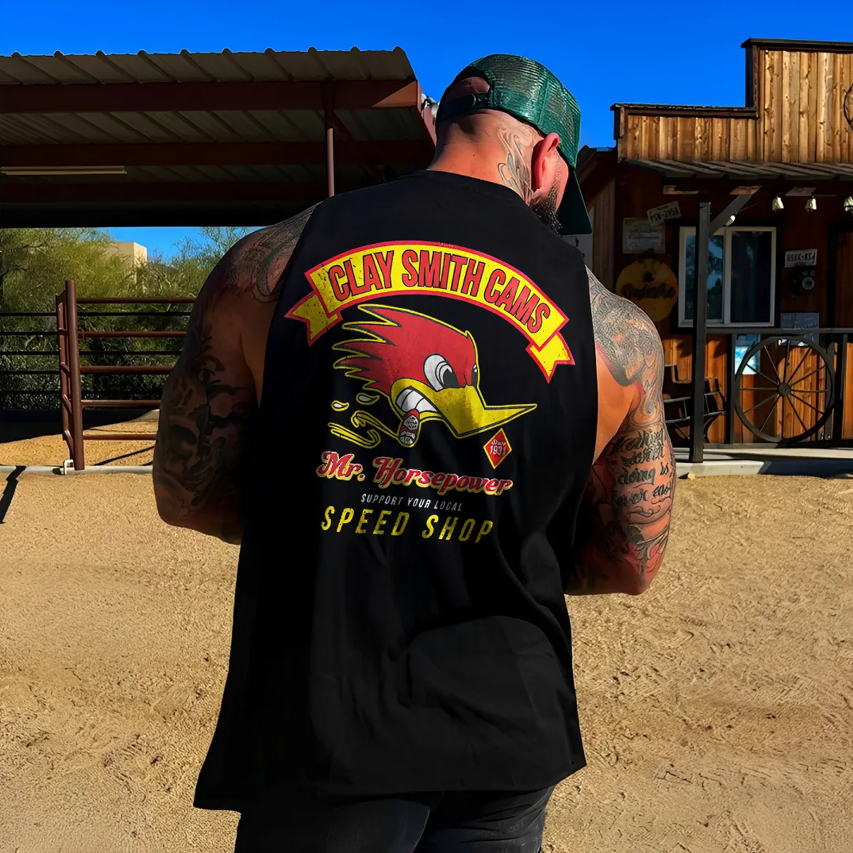 Woodpecker Print Sleeveless Muscle Cotton Tank Top