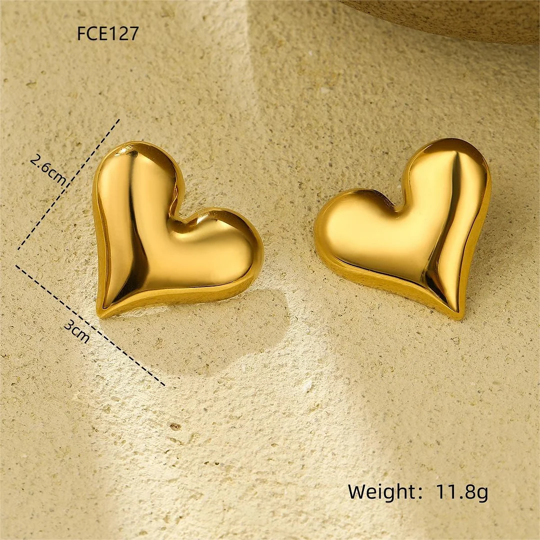 Valentine's Day Style Simple Heart Shape Titanium Steel Earrings