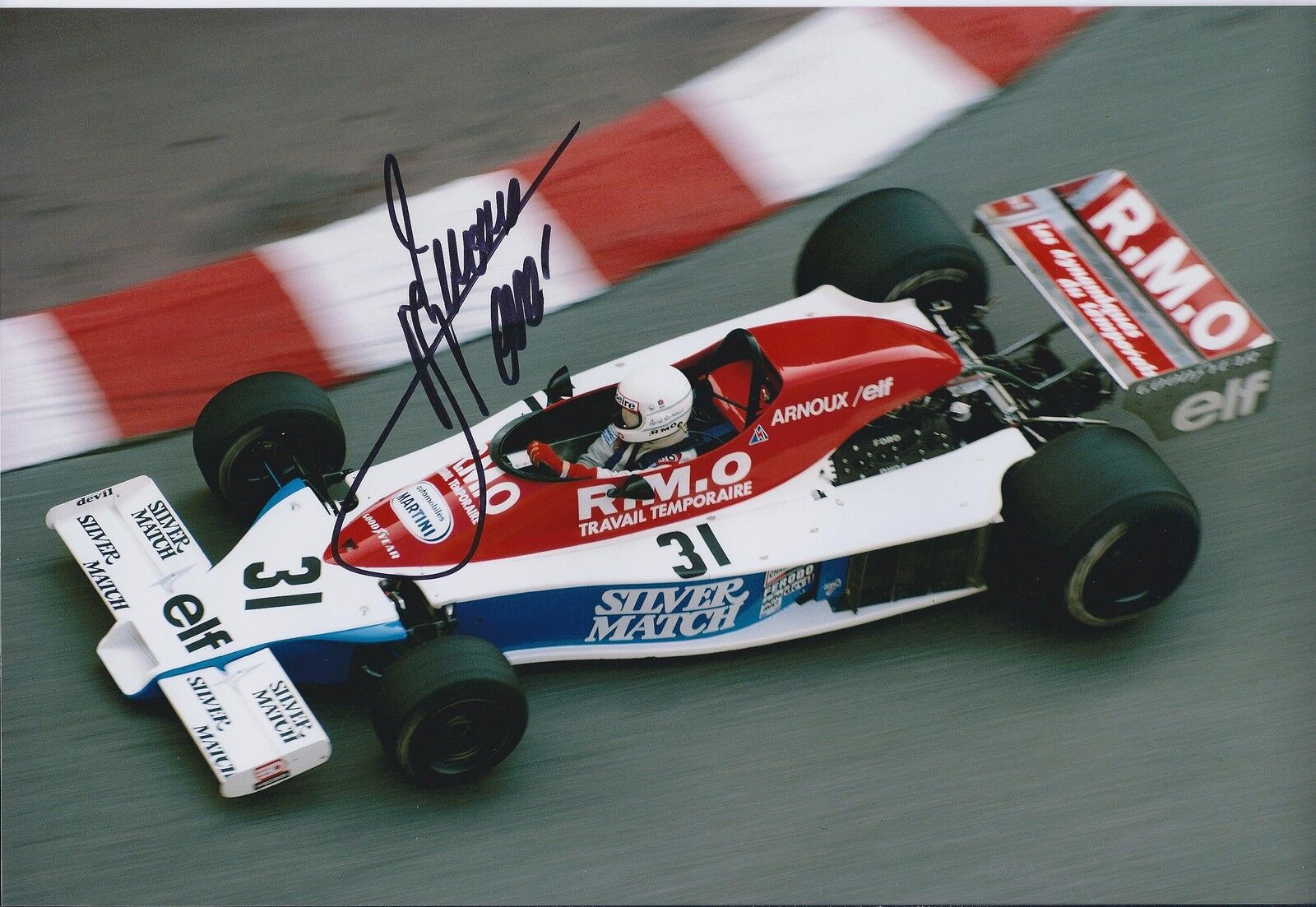 In Person SIGNED Rene ARNOUX Martini Ford Autograph 12x8 Photo Poster painting AFTAL COA ELF