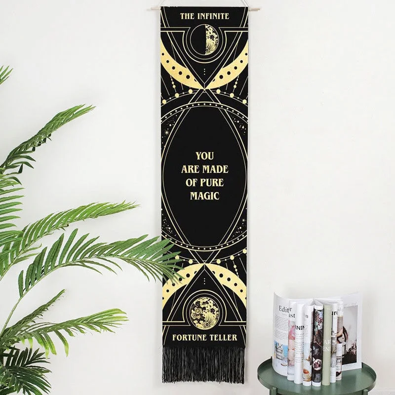 Sun Moon Tarot Code Tapestry Wall Hanging Astrology Divination Phase Tapestries Home Bedroom Office Abstract Art Milky Way Decor