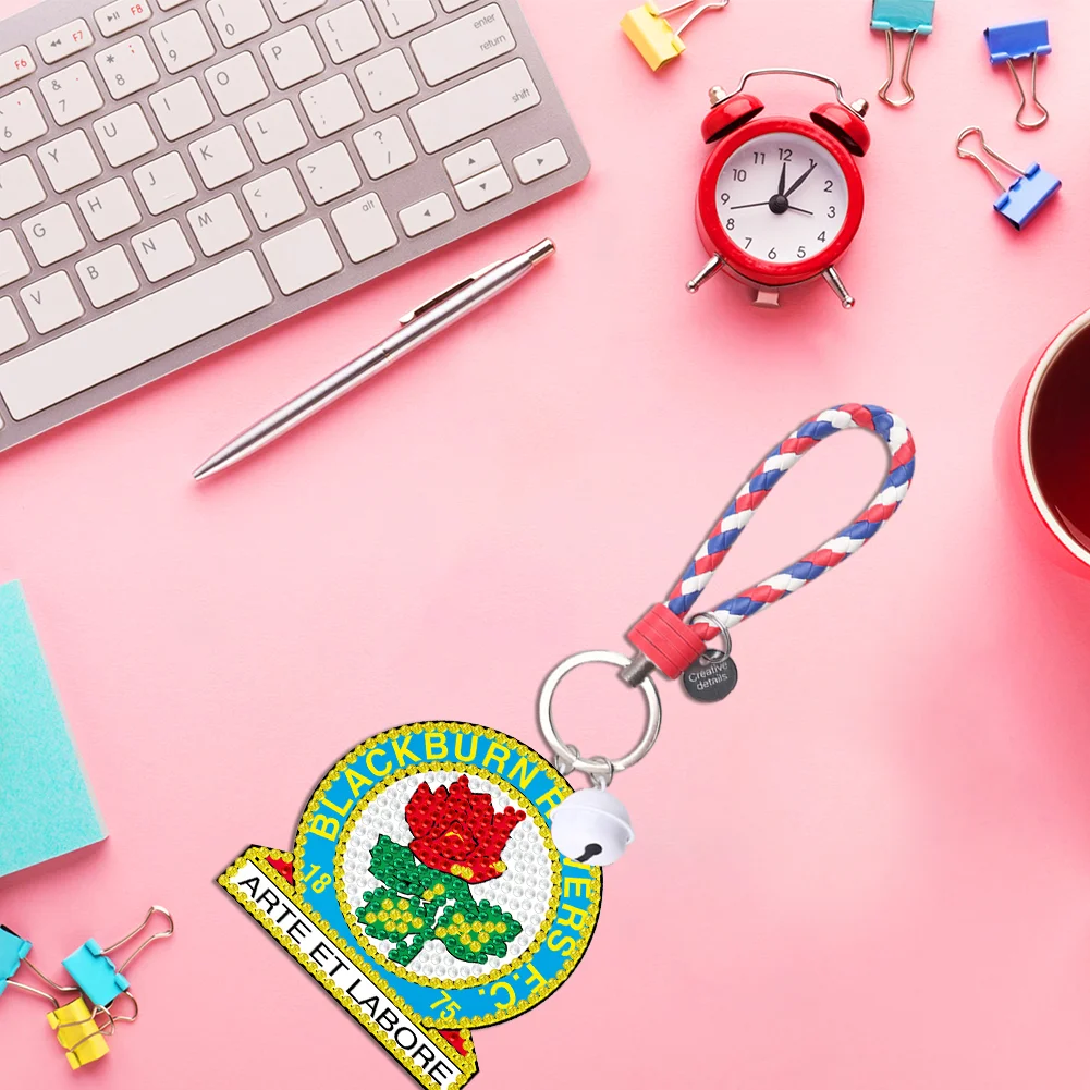 5D DIY Blackburn Rovers FC Double Sided Full Drill Keyring Diamond Keychains Pendant