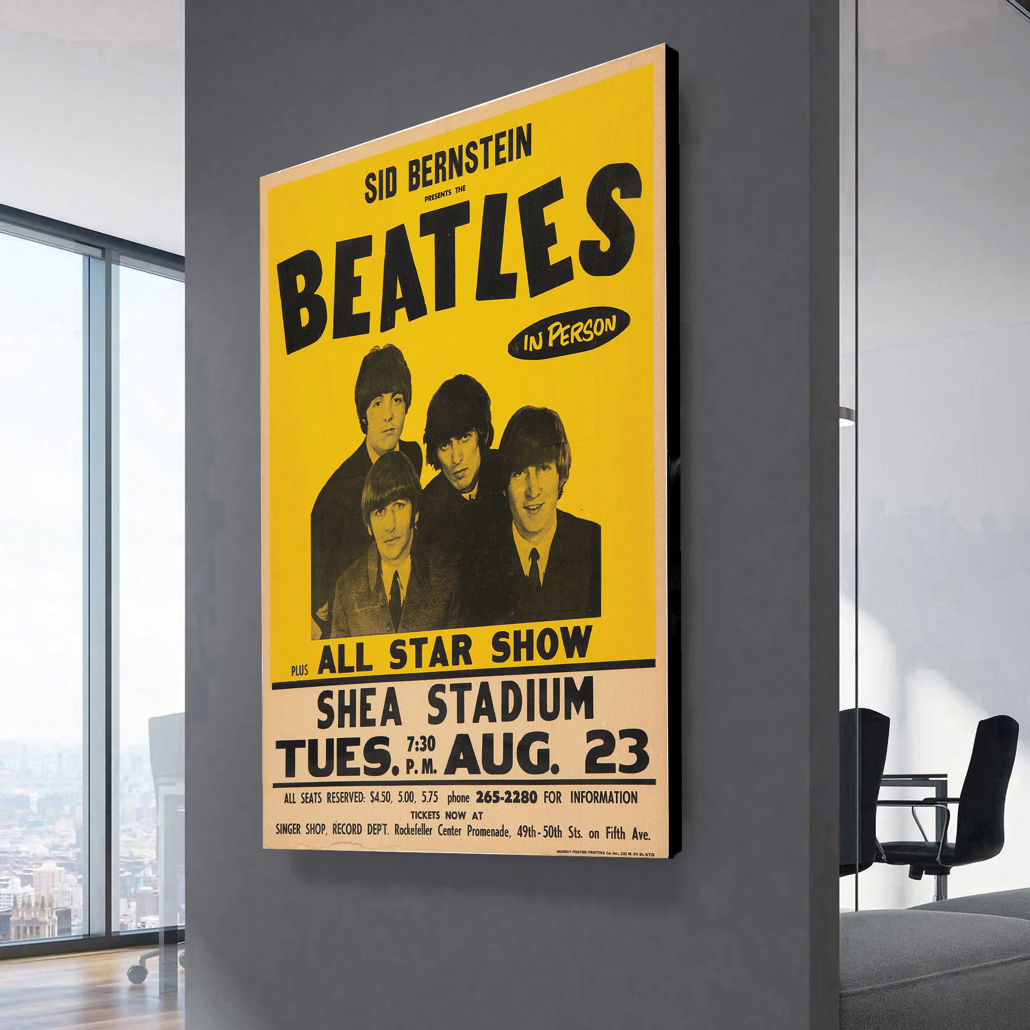 Beatles' 1966 Shea Stadium Concert Poster Canvas Wall Art 