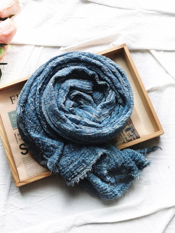 Vintage Solid Color Ramie Cotton Scarf