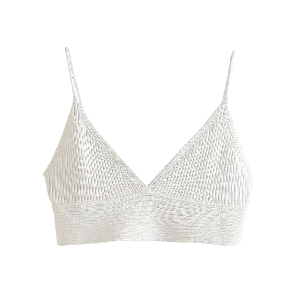 TRAF Women Sexy Fashion Ribbed Knit White Cropped Tank Tops Vintage Backless Thin Straps Female Camis Mujer