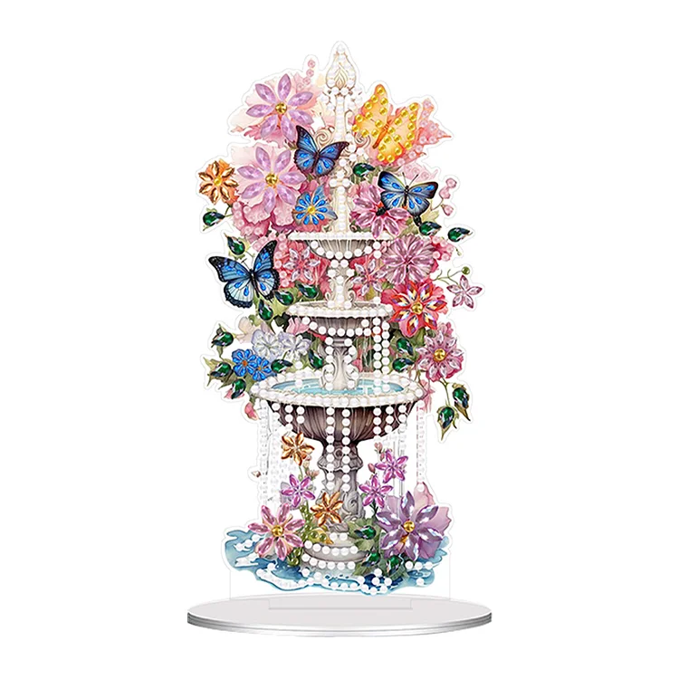 Acrylic Special Shaped Flower Fountain Table Top Diamond Painting Ornament Kits gbfke