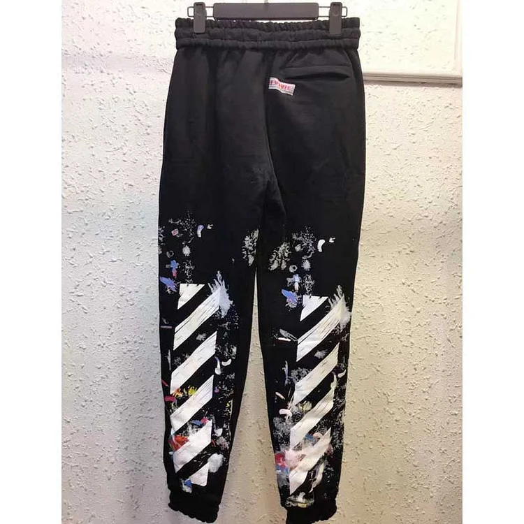 Off White Pants Early Spring Off Colorful Fireworks Offset Printing Casual Trousers for Men and Women