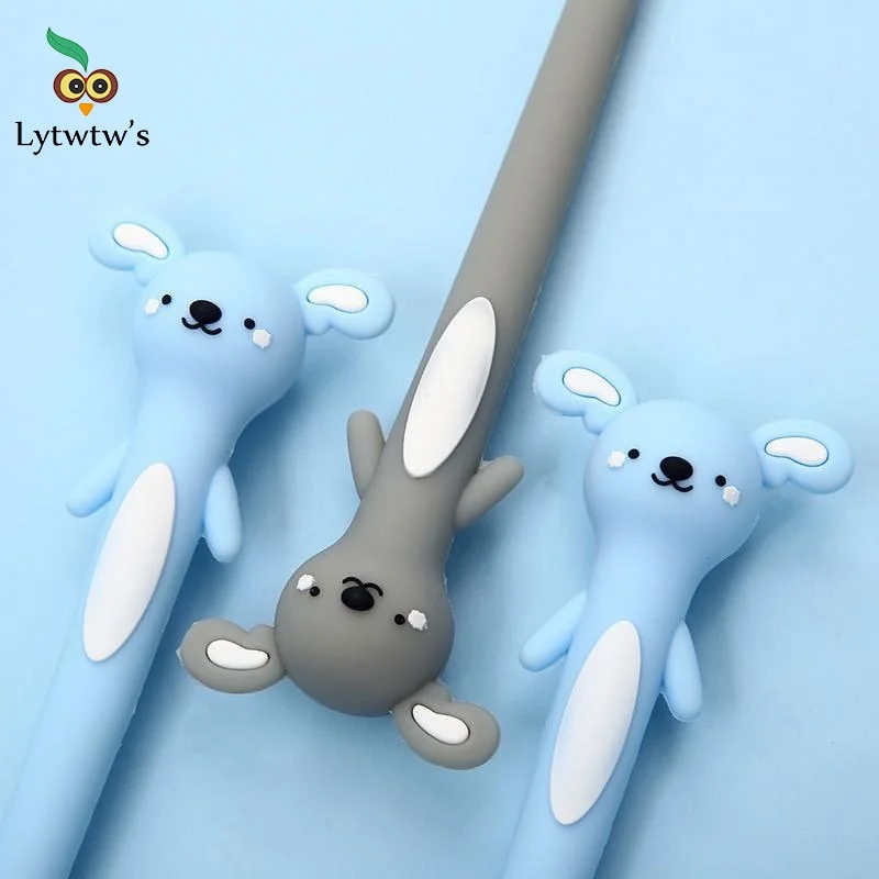 1 Pieces Lytwtw's Cartoon Koala Soft Silicone Kawaii School Office Stationery Gel Pen Handles Creative Cute Gift Supply