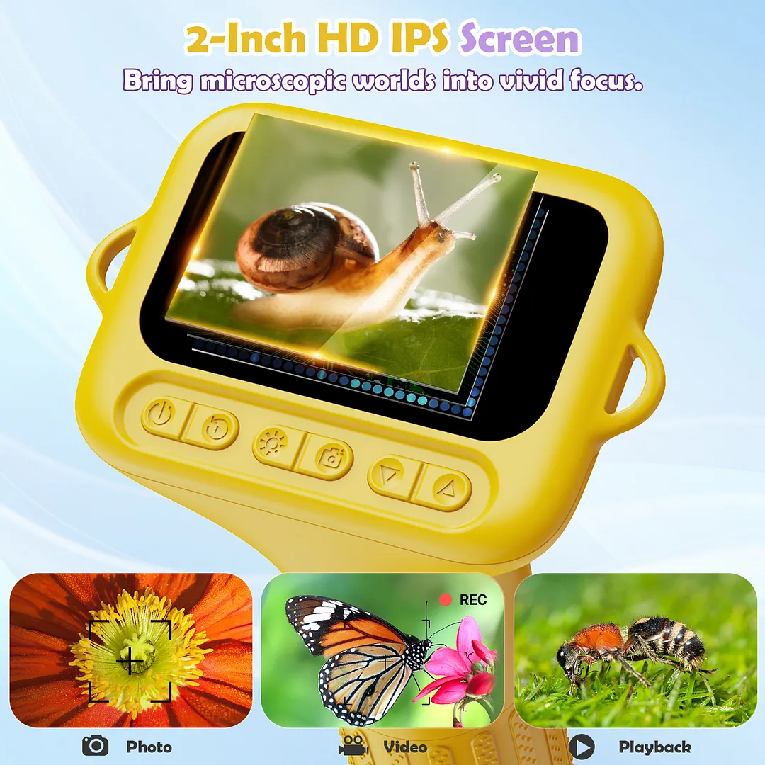 BEBANG Handheld Microscope, 1080P Digital Portable Microscope for Adults Kids, 32GB, 15 Slides